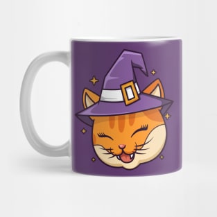 Funny cat wear witch hat Mug